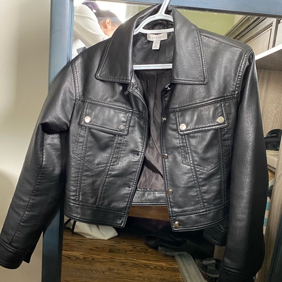 TopShop faux leather cropped jacket size 2 - Picture 6 of 6